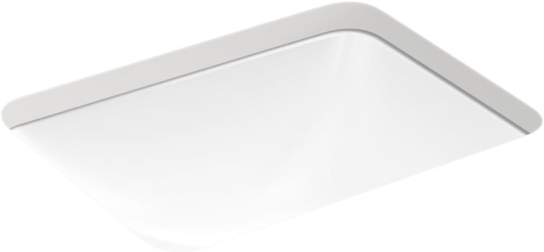 KOHLER 20000-0 Caxton Rectangle Undermount Bathroom Sink with Overflow Drain, 20-1/4" W x 15-11/16" D, White