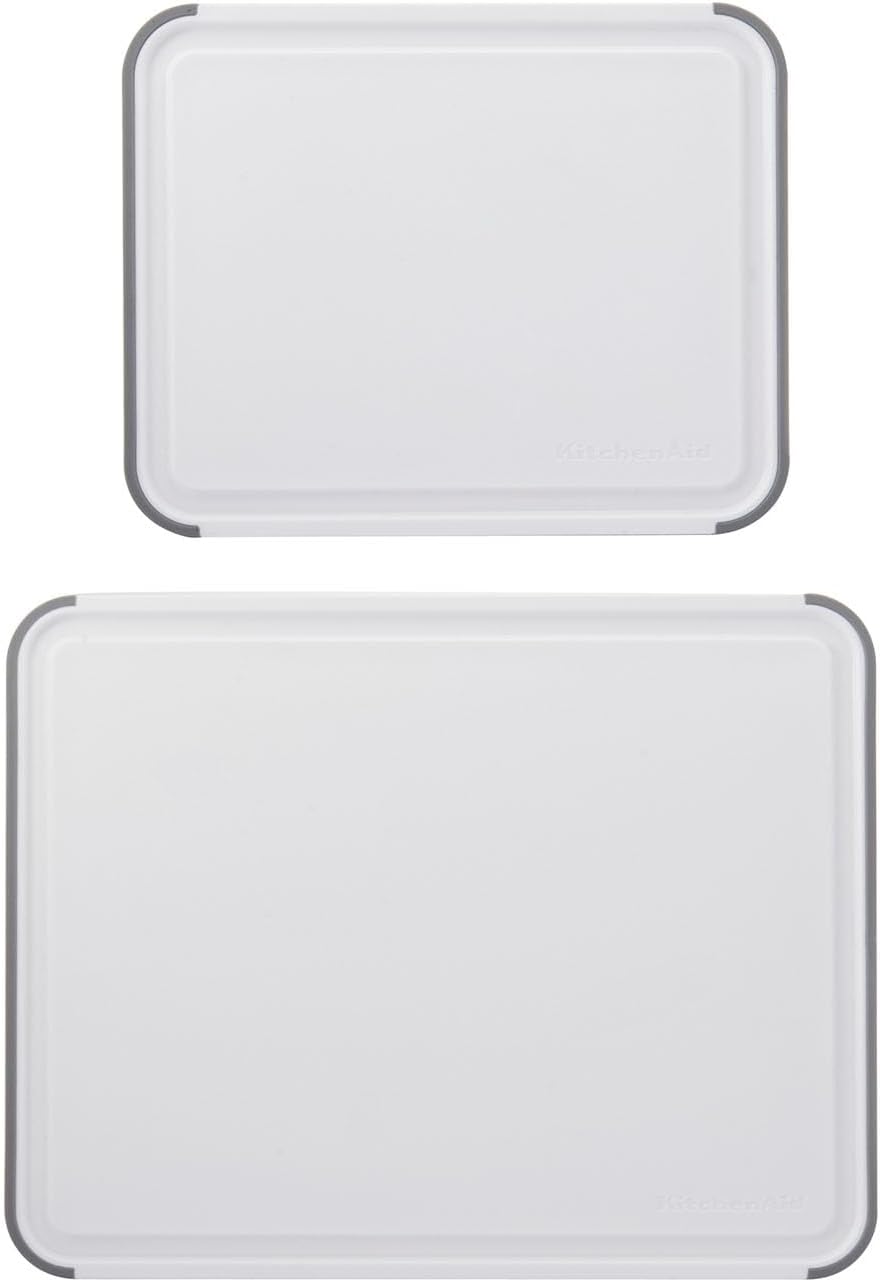 KitchenAid Classic Non-Slip 2 Piece Chopping Board Set, 80x100 mm and 110x140 mm, BPA Free Polypropylene, KEG710NOSMGA, DX272