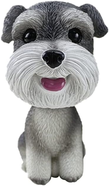 JIANGCHA Dog Bobblehead Schnauzer Mini Figurine Bobble Head Dogs Car Dash Ornament Cute Shaking Head Nodding Dog Puppy Figurine for Car Vehicle Decoration
