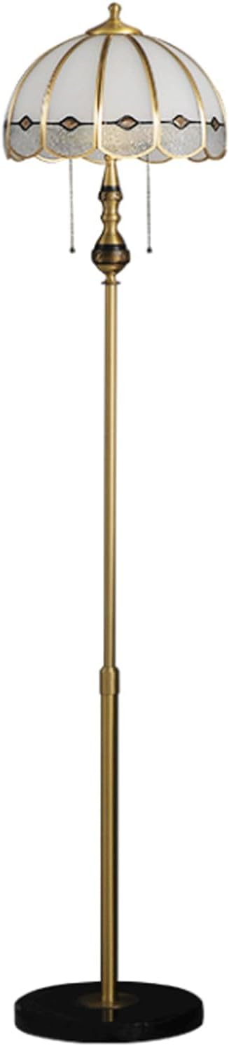MRNVOGUN Vertical Lamp Retro Full Copper Floor Lamp Glass Lampshade Reading Light Exquisite Floor Lamps Lighting Standing Lamp Tall Standing Lamp