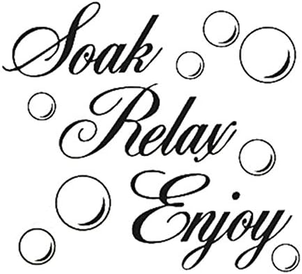 REFURBISHHOUSE SOAK RELAX ENJOY Bathroom Wall Art Quote Sticker Vinyl Decal Home Art Decoration: black