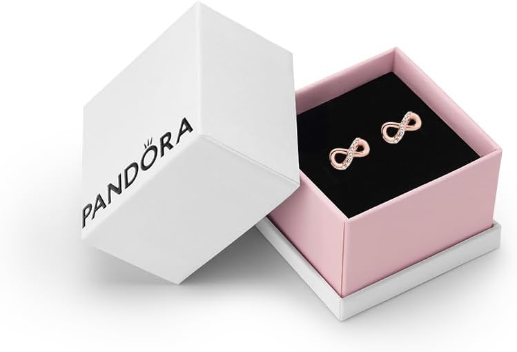Pandora Sparkling Infinity Stud Earrings - 14k Rose Gold Stud Earrings with Cubic Zirconia for Women - Gift for Her - With Gift Box