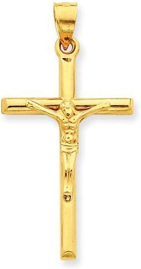 LooptyHoops 14k Gold Crucifix Cross Pendant Charm