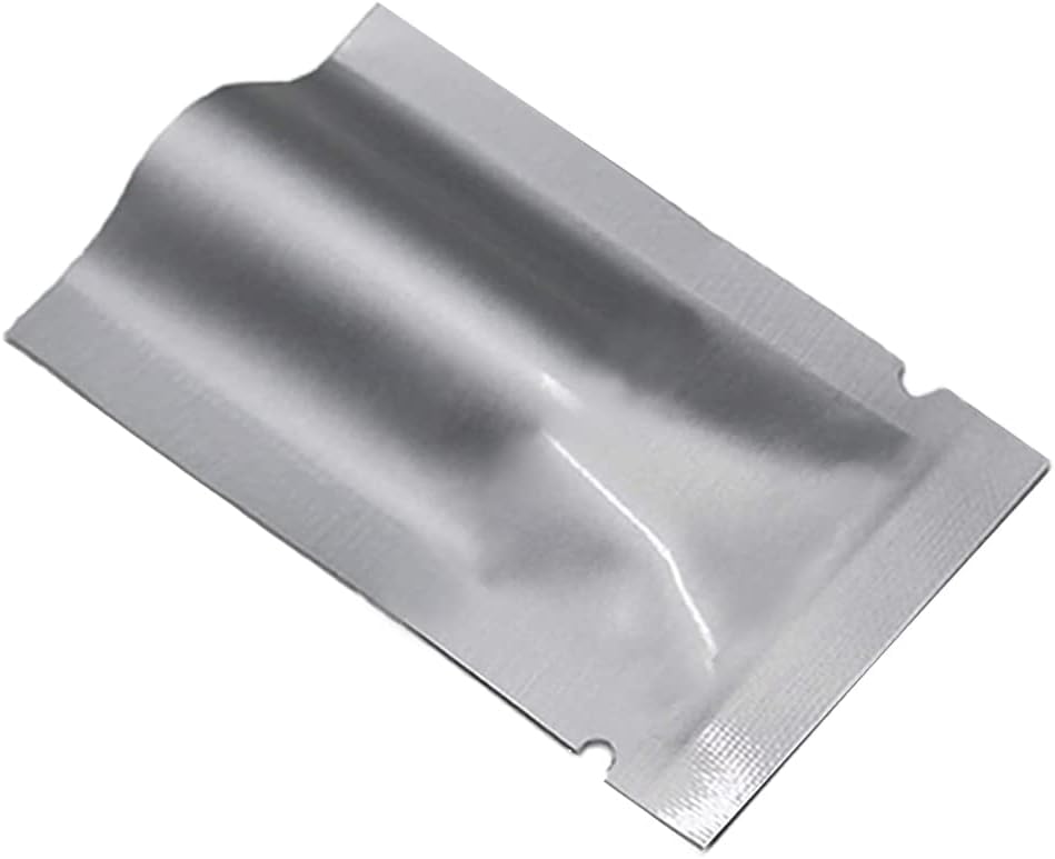 100 Pack Sample Packets Small Silver Mylar Bags 1.97x2.76 inch 3.9 Mil Pure Aluminum Foil Flat Food Storage Bag Open Top Heat Sealing Vacuum Pouch for Coffee Beans Candy with Tear Notch