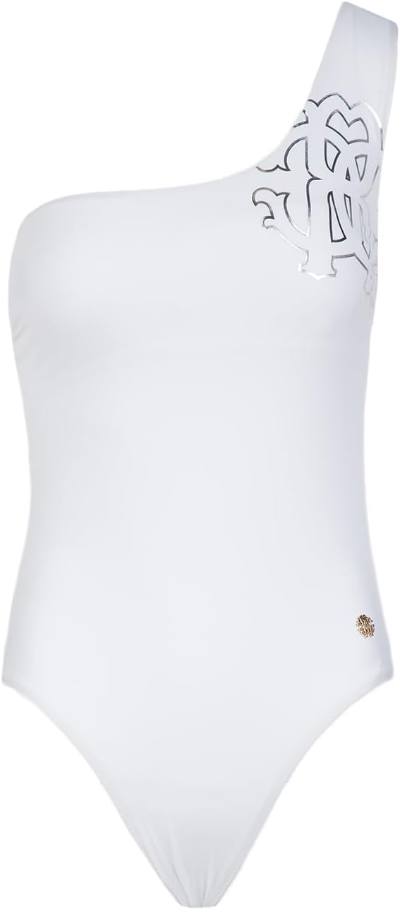 ROBERTO CAVALLI White One Piece One Shoulder Swimsuit- for Womens