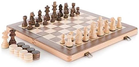 Chess 15"x15" Beech Wood Chess Set Luxury Large Backgammon Set with Carrom Board High Grade Professional Board Game Checkers