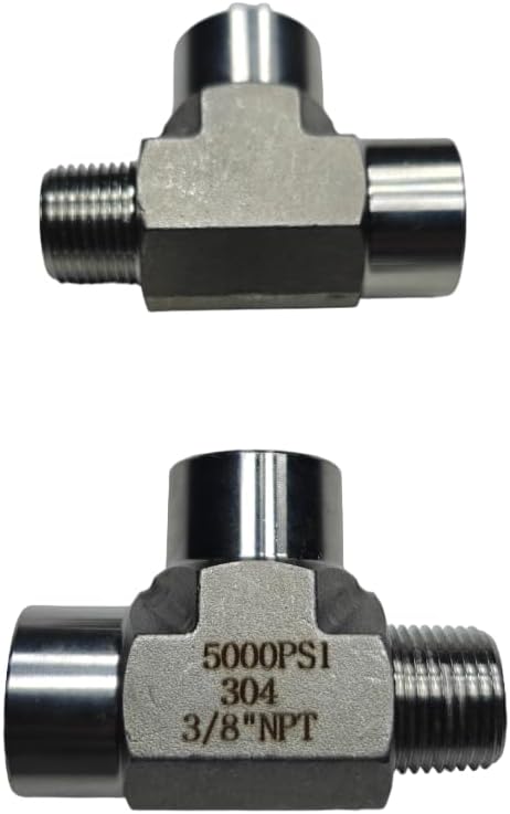 Monster Flow 304 Stainless Steel Forged Tee Pipe Fitting, Male Run Tee 3/8" Female x 3/8" Female x 3/8" Male 2 Pack