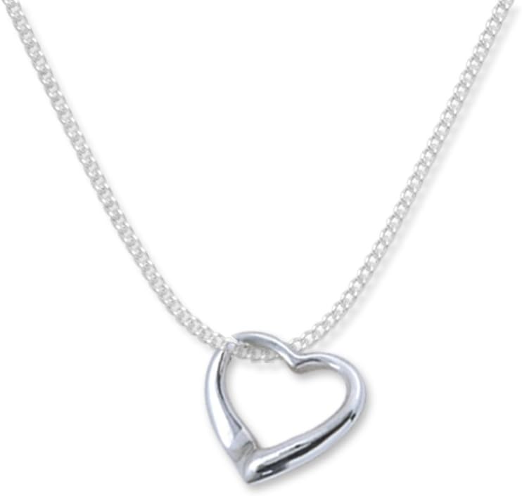 Heather Needham Sterling Silver Floating Heart Necklace on 16"/41cm silver chain - HEART SIZE: 10mm SOLID SILVER - NOT PLATED. Gift Boxed 8029/16