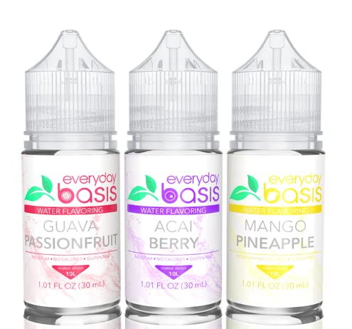 Everyday Basis Water Flavoring – Liven Up Your Water – Great Taste – Great Flavors – Keto Friendly, 0 Calories – No Dyes or Food Coloring (Tropical Variety Pack)