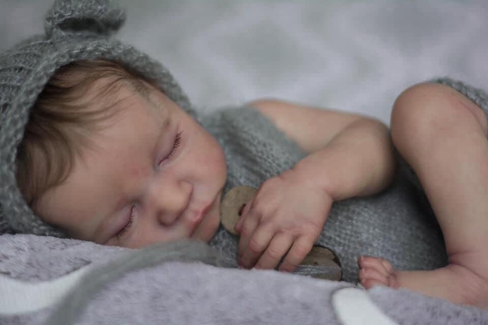 iCradle Lovely Real Look Reborn Baby Doll 19 inch 48 cm Full Body Vinyl Baby Doll Boy Anatomically Correct Rooted Hair Realistic Sleeping Newborn Doll Toy for Ages 3+