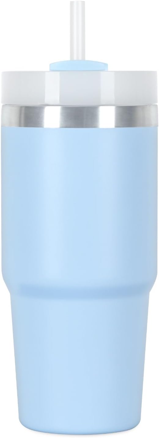 14 Oz Tumbler with Lid and Straw, 14 Oz Cup Keep Hot/Cold, Stainless Steel Vacuum Insulated Tumbler, Narrow Base for Easy Grip, BPA-Free, Sky Bule