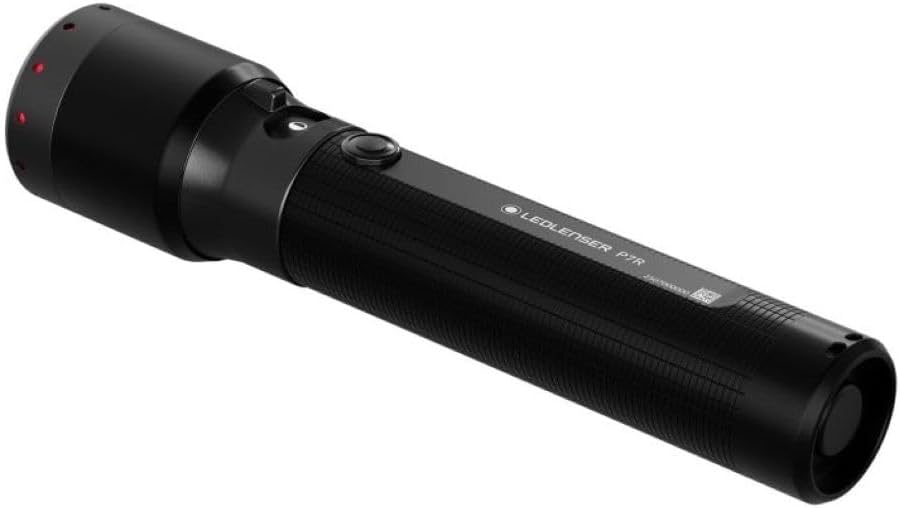 Ledlenser P7R Rechargeable LED Flashlight, 2000 Lumens, 320 m Focus, USB-C, IP68 Waterproof, 80 Hours Lighting Time, 4 Light Modes, Tactical Flashlight, Hiking Lamp, Emergency Lamp