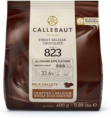 Callebaut 823 Premium Milk Chocolate Callets – 400g Bag – 33.6% Cocoa – Belgian Couverture Chocolate for Baking, Moulding & Melting