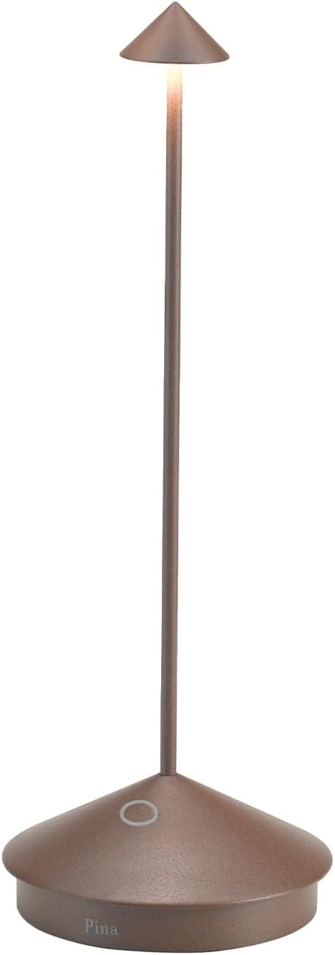 Zafferano, Pina Pro, Rechargeable Cordless Lamp, Rust | Portable Table Lamp, Touch Controls, Suitable for Indoor and Outdoor, Dimmer, 2200-3000 K, Height 11.4 Inches