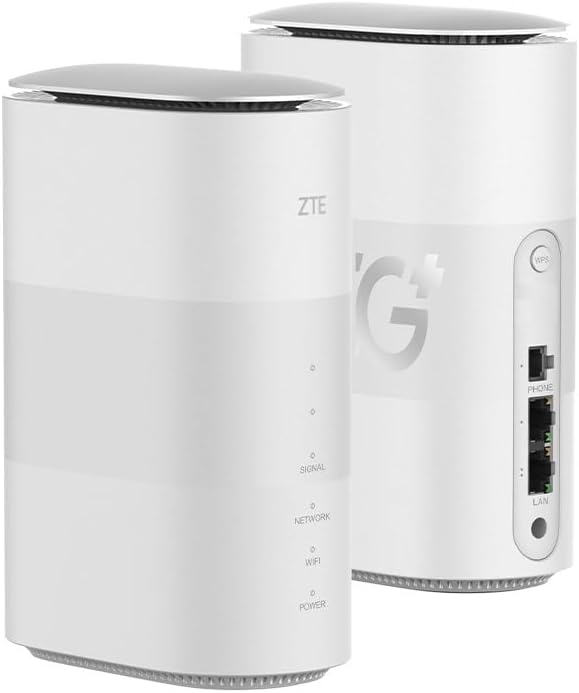 ZTE 5G CPE MC888, Unlocked 5G WiFi Home Router, Fast WiFi 6, Up to 3.8Gbps, Premium Design with Low Power Consumption, UK Plug + UK Warranty (White)