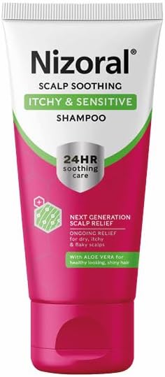 Nizoral Scalp Soothing Itchy & Sensitive Shampoo, 24 Hour Soothing Care, Ongoing Relief for Dry, Itchy and Flaky Scalps, For Healthy Looking, Shiny Hair, Contains Aloe Vera, 1 x 200ml