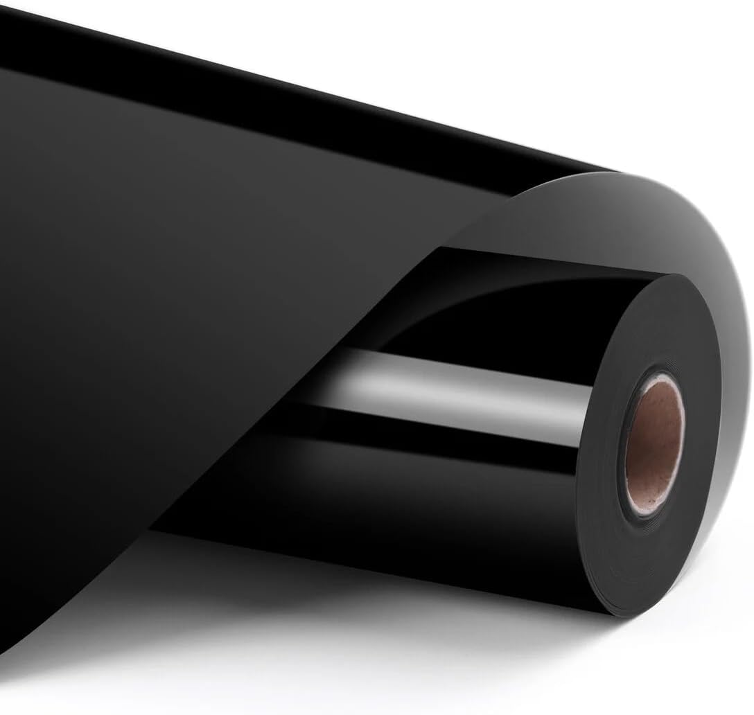 LOKLIK Heat Transfer Vinyl Roll - Iron-On HTV for T-Shirts & Fabrics - Durable Machine Washable Craft Vinyl for Use with Heat Press Machines (Black)