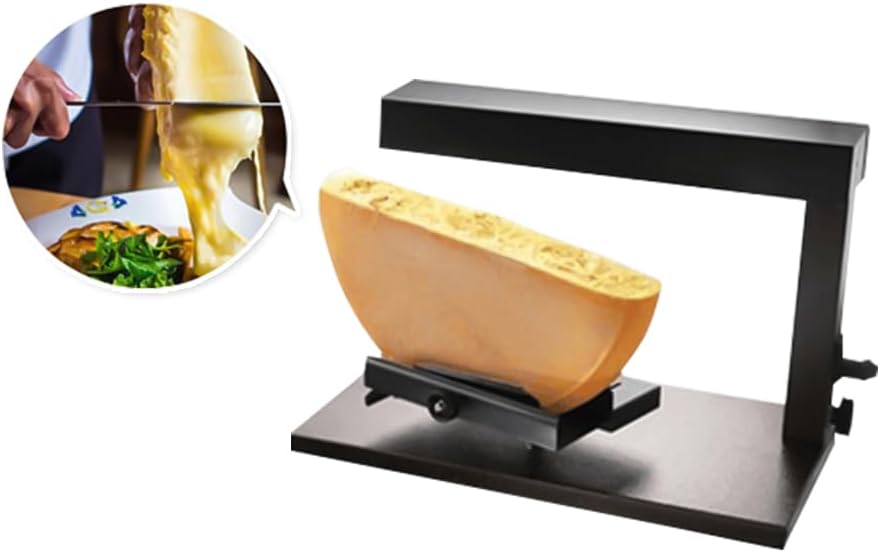 hzexun Raclette Cheese Melter Commercial Electric Cheese Machine 750W Nacho Cheese Dispenser Half Cheese Wheel Maker Angle Adjustable Rapid Heating