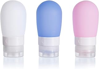Leak Proof Squeezable Silicone Travel Bottles, Reusable, Refillable Bottles, Bulb Shape, Sustainable, TSA Carry On Approved Toiletries Containers, 3pcs (2oz/60ml)