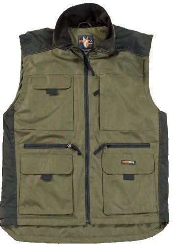 Fortress Mens Multi Pocketed Bodywarmer Waistcoat Fleece Lined Warm Lincoln Vest Internal Wallet Pocket Full Zip Warm Work Tuff Stuff Outerwear Walking Countrywear Olive L (52-54'' Chest) XX