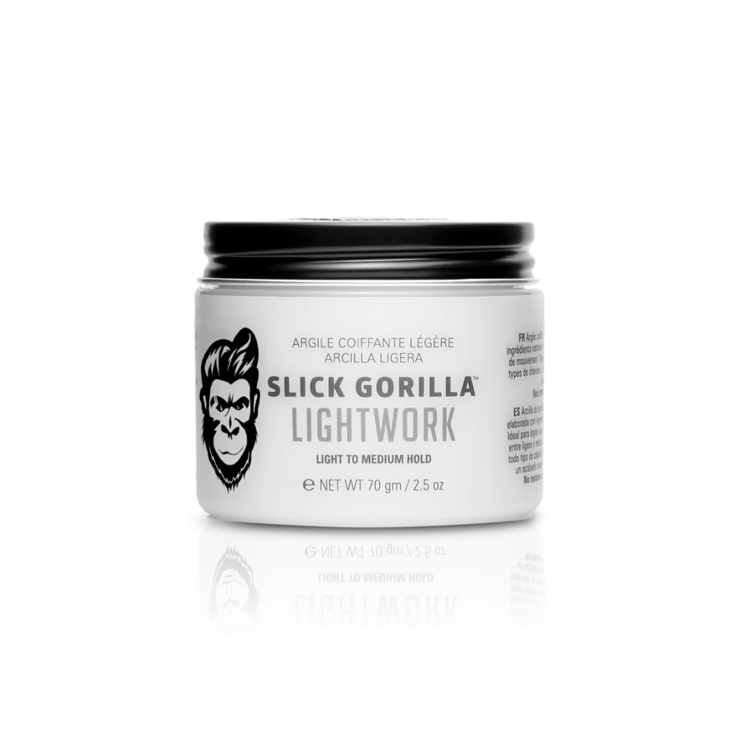 Slick Gorilla Lighwork Matte Hair Clay for Men 2.5 oz | Matte Finish | Flexible Hold | Lightweight Styling | Water-Based | Natural Texture | Non-Greasy Grooming Clay for Everyday Use