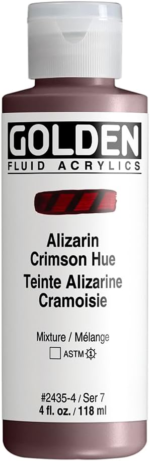 GOLDEN Fluid Acrylics, Alizarin Crimson Hue, 4 fl. oz. Bottle