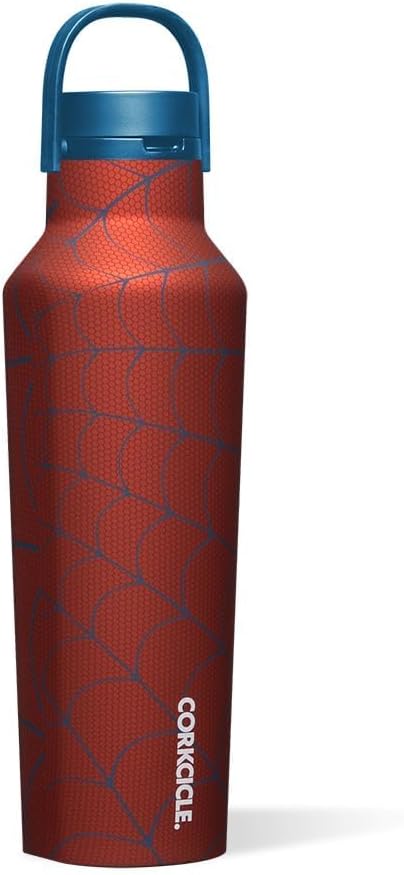 Corkcicle x Marvel Spider-Man Sport Canteen Insulated Tumbler, 20 oz – Reusable Water Bottle Keeps Beverages Cold for 25 Hours & Hot 12 Hours – Cupholder Friendly Tumbler with Screw-On Cap