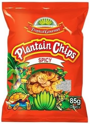 Tropical Gourmet Spicy Plantain Chips 85g | PACK OF 5 | Chilli Plantain chips | Chilli Chips | Chilli Plantain.
