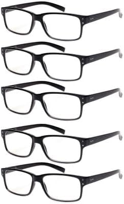 NORPERWIS Reading Glasses 5 Pairs Quality Readers Spring Hinge Glasses for Reading for Men and Women (5BLACK, 2.00)