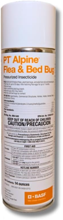 BASF PT Alpine Flea & Bed Bug Killer, Fast Acting Insecticide, Extended Long Lasting Pest Control Formula, Quick Dry, Non-staining, Ready to Use Spray Can 14 oz