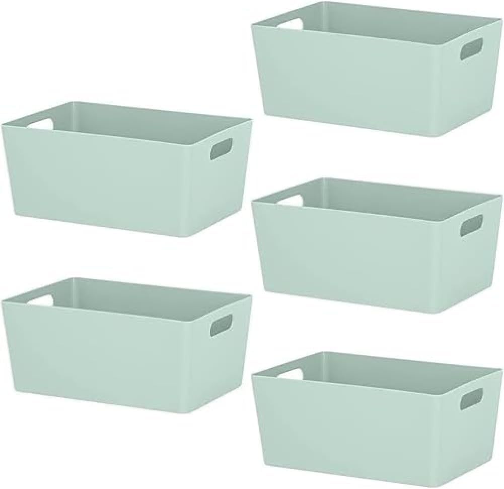 Niftii 5-Pack Plastic Storage Baskets with Sturdy Handles, Lightweight & Durable Design, Ideal for Kitchen, Bathroom, and Cleaning Organisation, 3.9L Capacity, 17 x 25 x 11cm