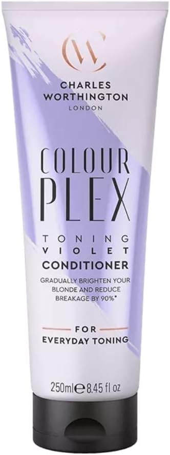 Charles Worthington ColourPlex Toning Violet Conditioner, Tone and Brighten for Blonde Hair, Salon Purple Toning Conditioner for Blondes, 250 ml