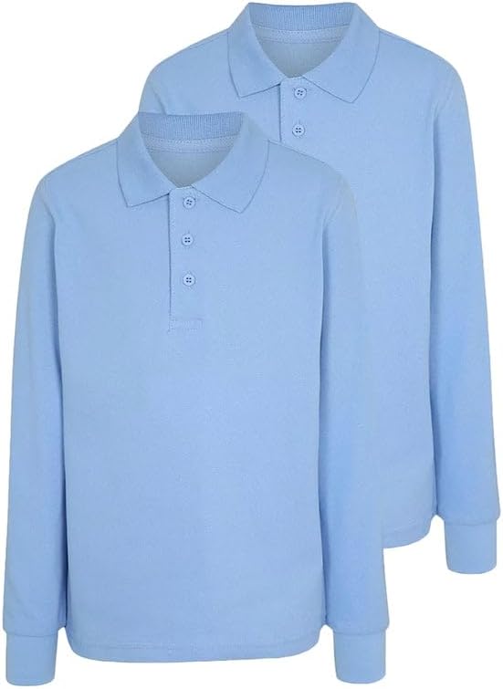 HUBIBUBI Boys Plain Polo Shirts Kids Summer Long Sleeve School T-Shirts Top School Shirts Uniform PE Top