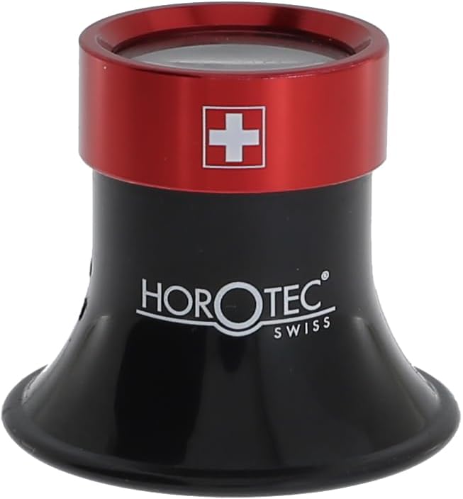 Horotec 00.025 - Watchmaker's Magnifying Glass with Screw Ring in Red Aluminium, Light and Robust, Perfect Finish
