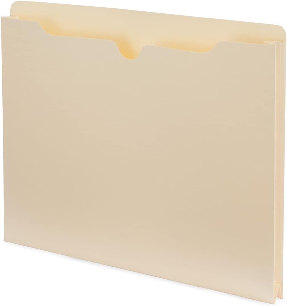 Staples Jacket File Folders, 1 Inch Expandable Sides, Letter Size, Perfect for Home, Office or Classroom, 50-Pack, Manila