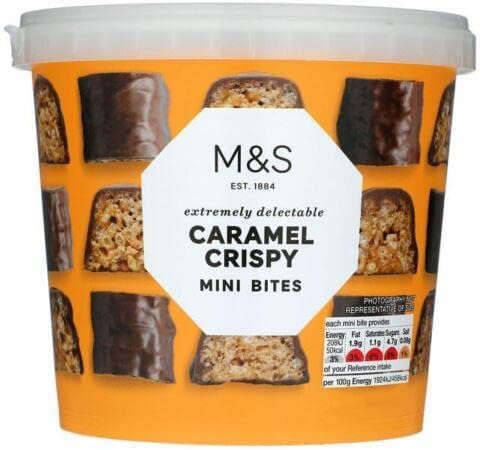 M&S Mini Bites Exteremely Chocolate and Irresistible - Marks and Spencer Food Special Caramel Crispy Mini Bites 195g