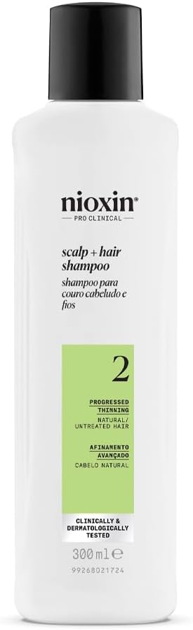 Nioxin System 2 - Hair Thickening System For Natural Hair with Progressed Thinning - Biotin & Niacinamide - Shampoo, Conditioner, Serum