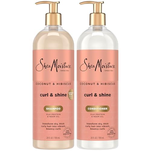 SheaMoisture Plus Size Shampoo and Conditioner Set, Coconut & Hibiscus Curl & Shine Hair Care, Frizz Control for Curly Hair with Vitamin E & Neem Oil, 24 Fl Oz