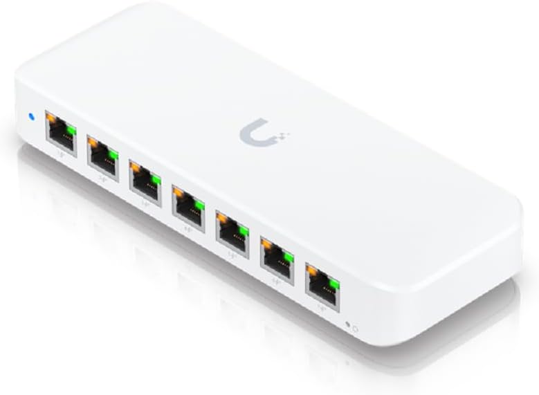 Ubiquiti 8 Port Layer 2 Gigabit PoE+ Switch, UniFi OS, Plastic Case, Compatible with Desktop, Laptop, Printer, IP Camera