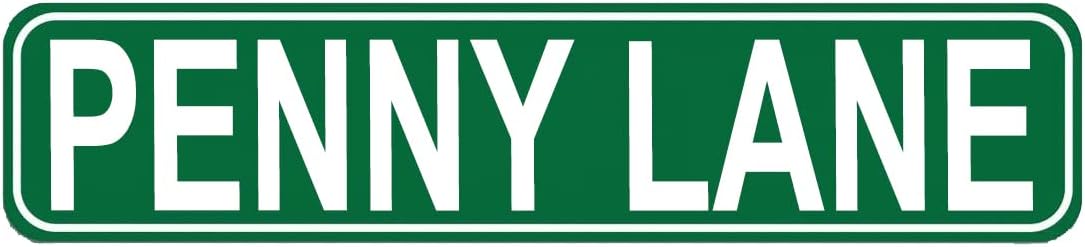 Penny Lane Street Sign, Quality Metal Sign, Novelty Sign for Door Name Plate Plaque Home Patio Garden Bar Farm House Garage Wall Decor Tin Sign 16 x 4 Inch