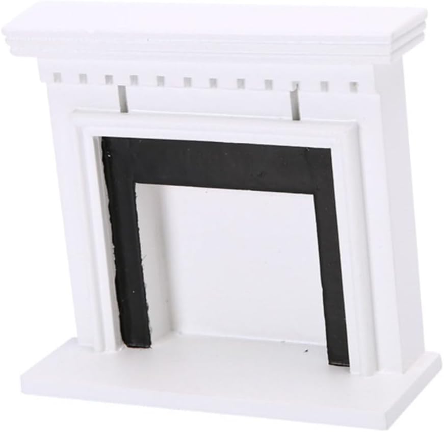 Toyvian Scale Miniature Wooden Dollhouse Fireplace White Vintage Style Furniture Model for Mini House Decoration Smooth Surface for DIY and Room Box Displays