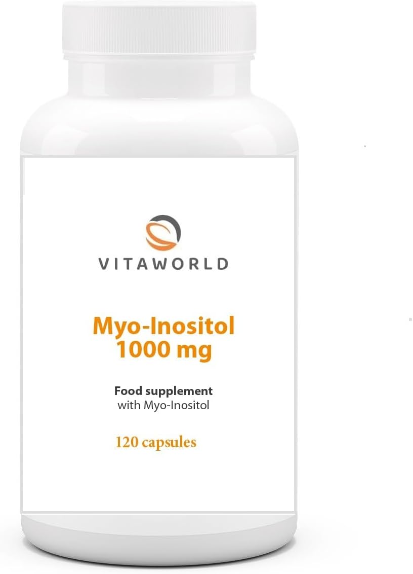 Vita World Myo-Inositol - High-dose inositol 1000mg (120 Vegan Capsules) l Important Messenger Substance for Cell Metabolism l Without unwanted additives, Gluten/Lactose Free