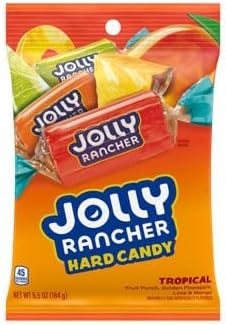 American Food Mart |Tropical Hard Candies 184 g (6.5 oz) | American Import | Hard Candies | Fruit Punch, Golden pineapple, Lime and Mango Flavours | Pack of 1