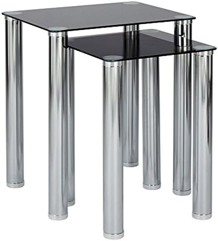 New York SIGNATURE BLACK GLASS NEST 2 TABLES