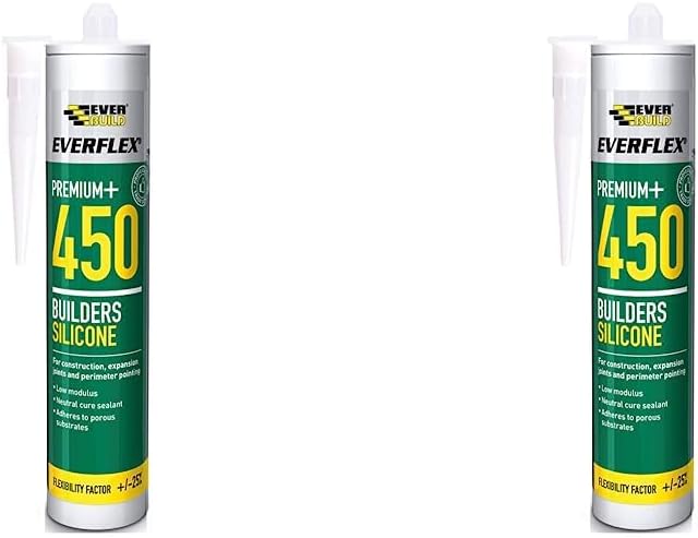 Everbuild 450CL Builders Silicone Sealant-450, 300 ml - Clear (Pack of 2)