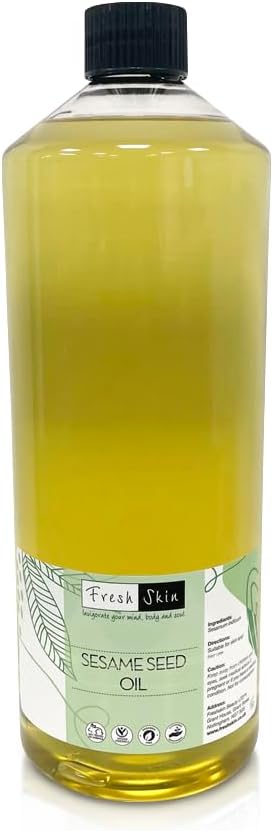 Freshskin Beauty LTD | Sesame Seed Oil 1000ml (1 Litre) - For Skin, Hair, Nails, Body Care, Beauty Cosmetics, Massage - Vegan & Cruelty Free