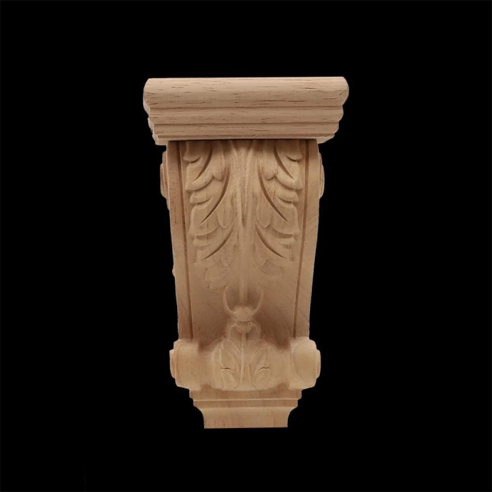 Furniture Wood Carving Appliques Vintage Nautical Decor Cabinet Door Solid Decals Flowers Pattern Carved Wooden Roman Column,ZT3, 25,14,8