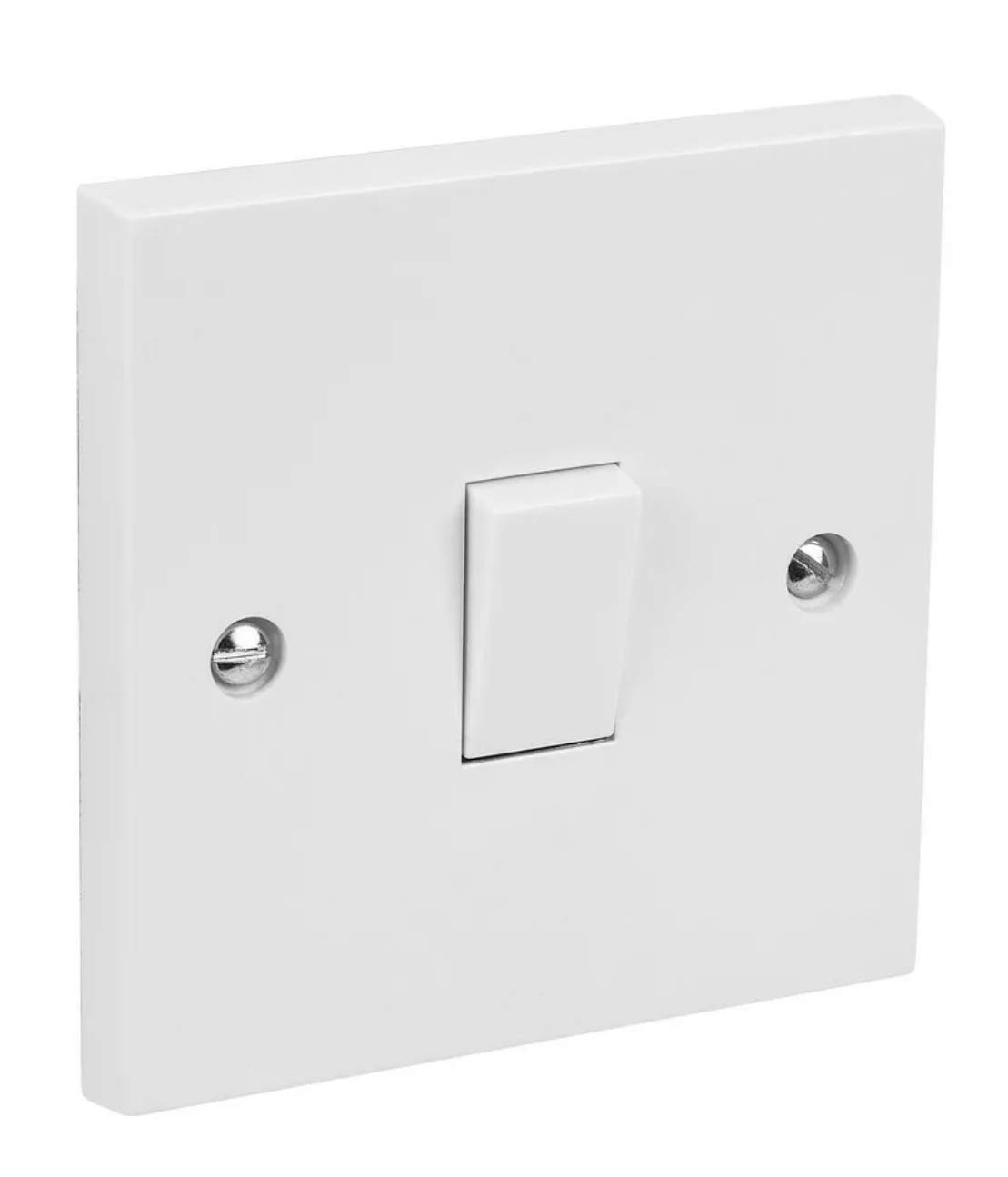 Single Gang Light Switch 1 Gang 2 Way White Plastic 10A