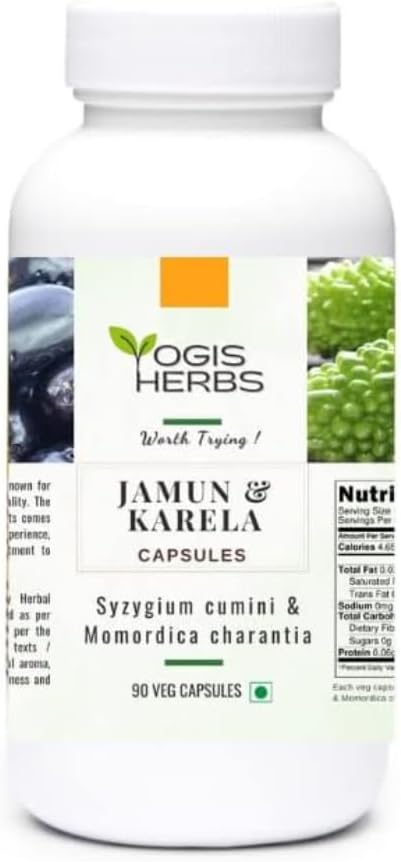 Jamun & karela Capsules (Syzygium cumini & Momordica charantia) for Healthy Metabolism Support – 90 Veg Capsules