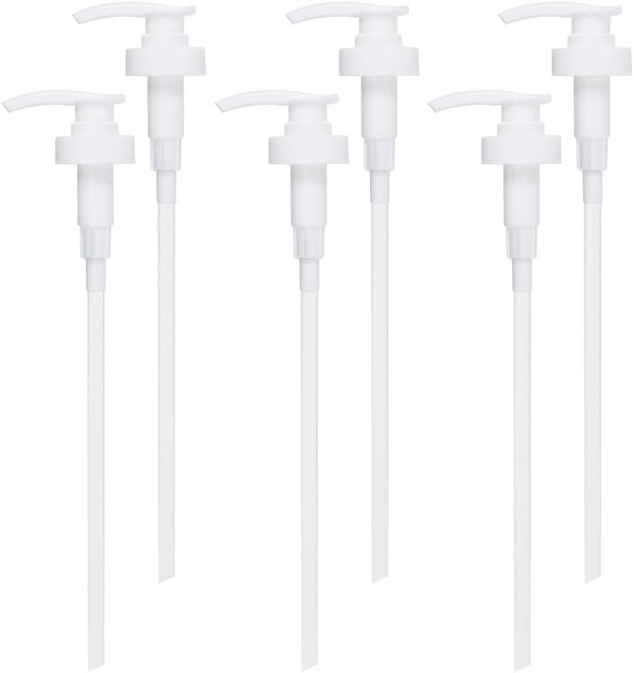 Gallon Pump Dispenser, Fits Most 1 Gallon Jugs and Containers 38/400 Snow Cone Syrup Pump Lid Top Replacement for Sanitizer, Lotion, Shampoo, Conditioner (6 Pack)